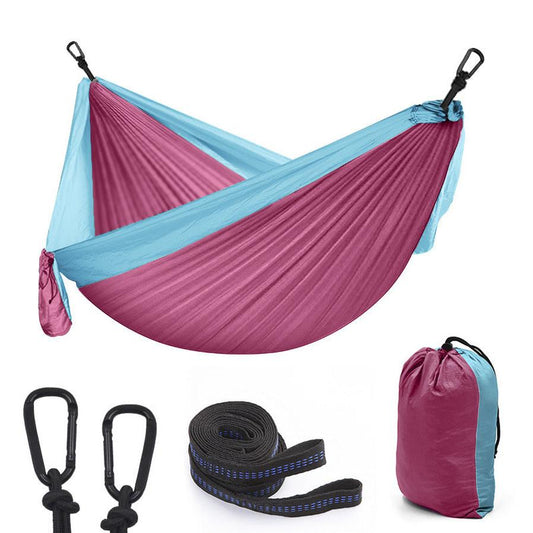 KTX-938899 Outdoor Double Nylon Hammock - 270x140 cm, Colorful Parachute Cloth Swing for Camping and Relaxation