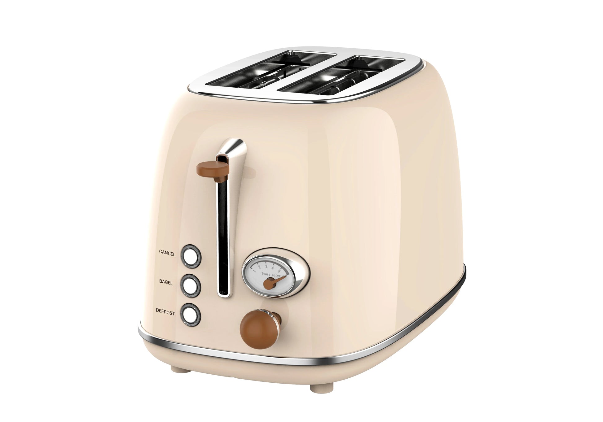 KTX-930707 Retro Stainless Steel 2-Slice Toaster with Auto Pop-Up Function for Home Use