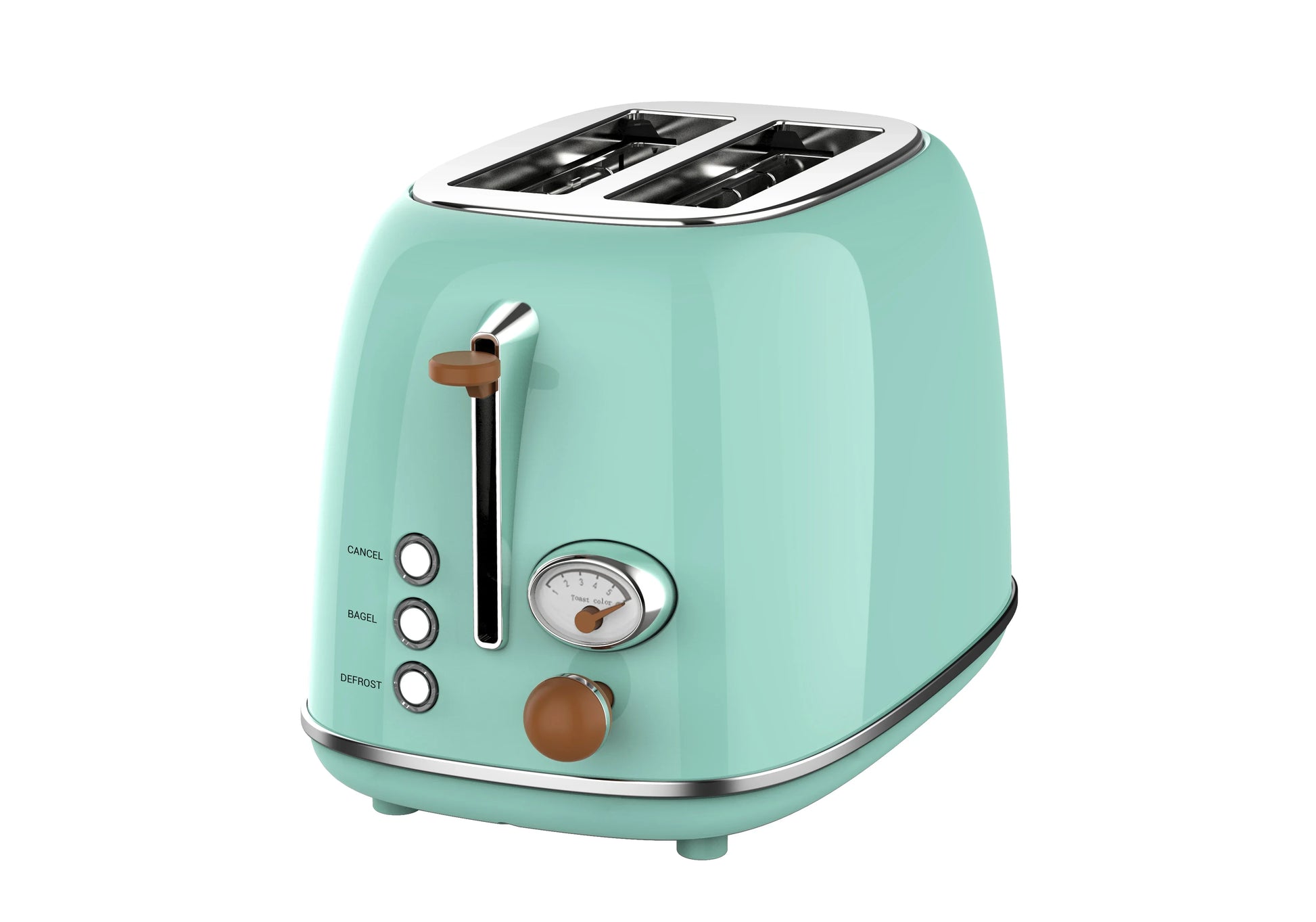 KTX-930707 Retro Stainless Steel 2-Slice Toaster with Auto Pop-Up Function for Home Use