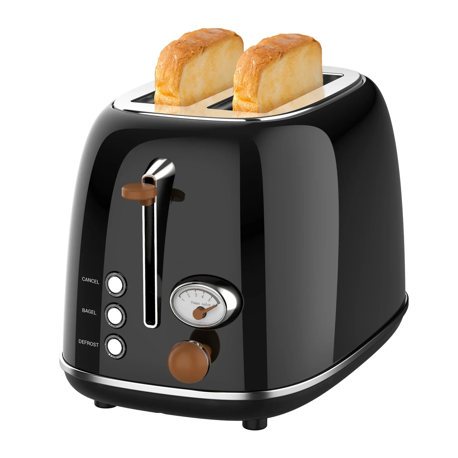 KTX-930707 Retro Stainless Steel 2-Slice Toaster with Auto Pop-Up Function for Home Use