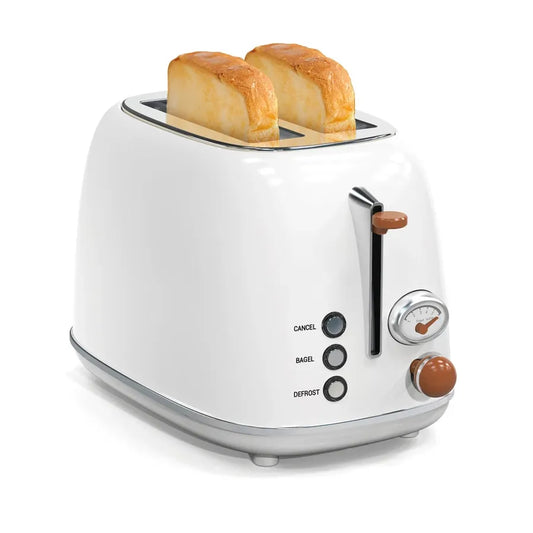 KTX-930707 Retro Stainless Steel 2-Slice Toaster with Auto Pop-Up Function for Home Use