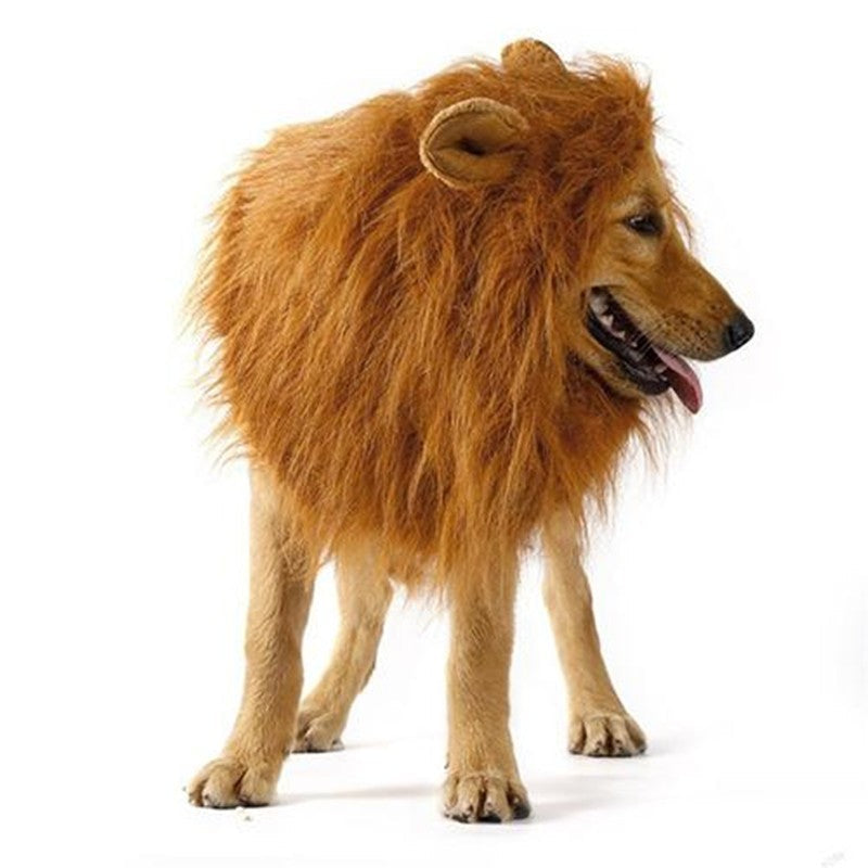 JMT-956938 Pet Lion Mane Wig Costume for Dogs and Cats - Warm Winter Apparel with Ear Detail, Adjustable Size