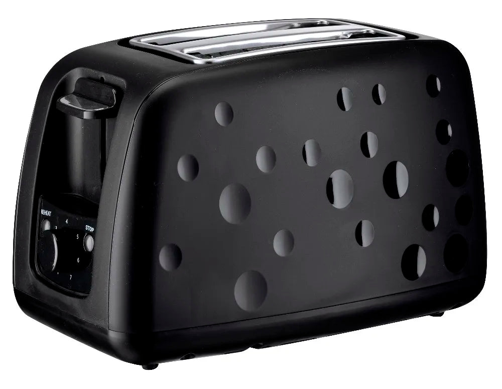 KTX-944211 2 Slice Electric Toaster 750W in Black - Durable Plastic Toaster for Everyday Use