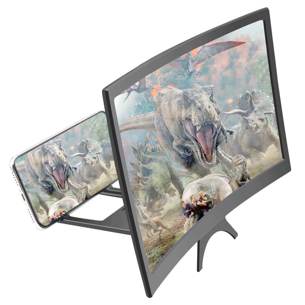 KTX-361235 12-Inch Curved Mobile Phone Screen Amplifier with Lazy Bracket Stand for Universal Use