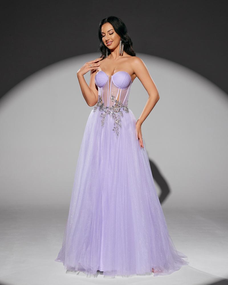 KTX-945171 Elegant Purple Evening Gown for Women - Model EZ25219
