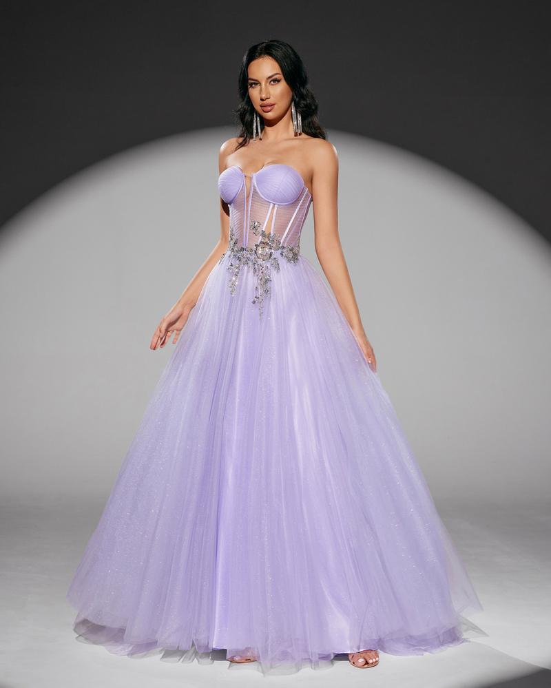 KTX-945171 Elegant Purple Evening Gown for Women - Model EZ25219