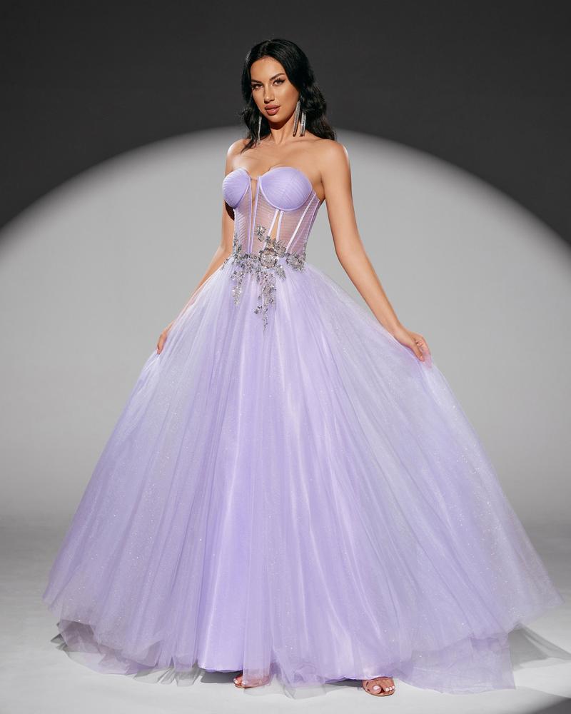 KTX-945171 Elegant Purple Evening Gown for Women - Model EZ25219