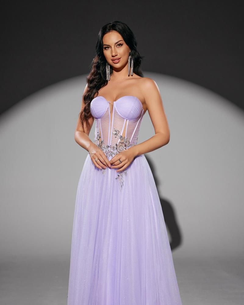KTX-945171 Elegant Purple Evening Gown for Women - Model EZ25219