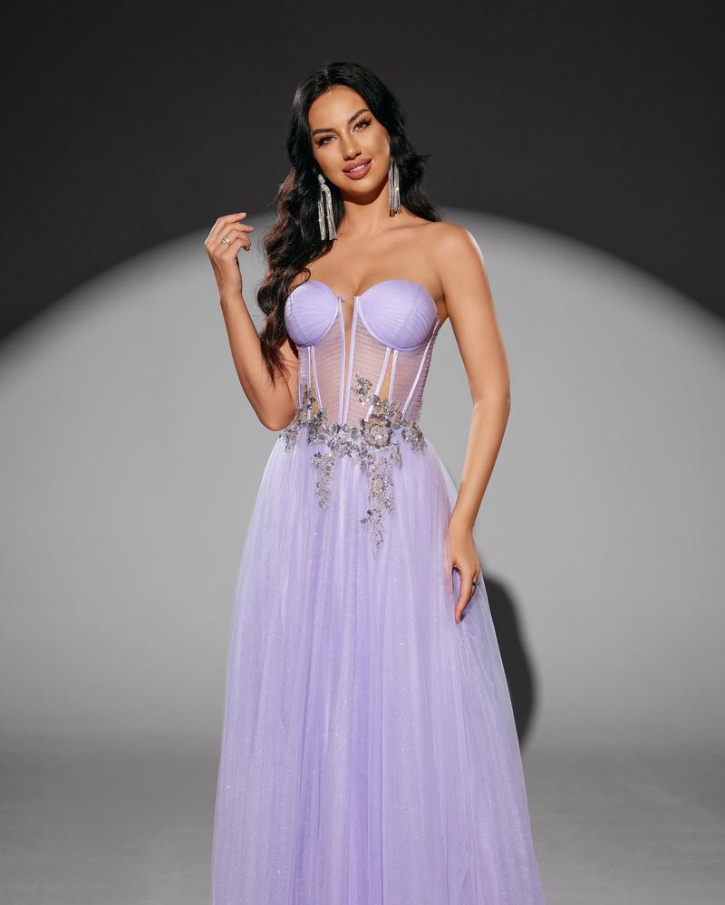 KTX-945171 Elegant Purple Evening Gown for Women - Model EZ25219
