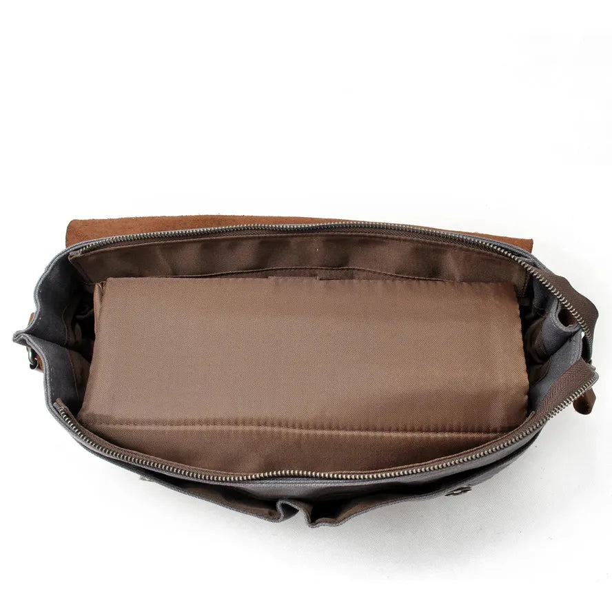 KTX-778195 Waterproof Retro Batik Canvas Camera Crossbody Bag with Leather Accents