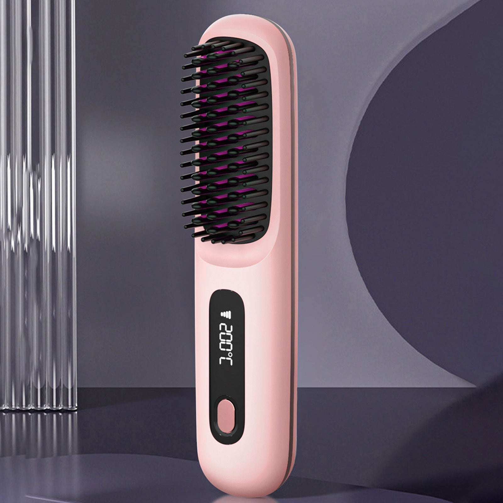 KTX-763091 Portable Cordless Hair Straightening Brush with LED Display, USB Rechargeable, Lightweight Mini Design, Advanced Ionic Technology, Scald Protection