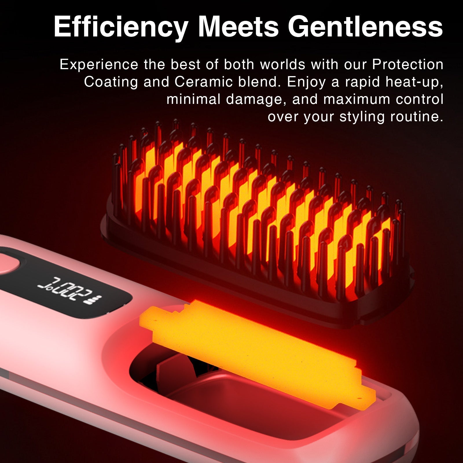 KTX-763091 Portable Cordless Hair Straightening Brush with LED Display, USB Rechargeable, Lightweight Mini Design, Advanced Ionic Technology, Scald Protection