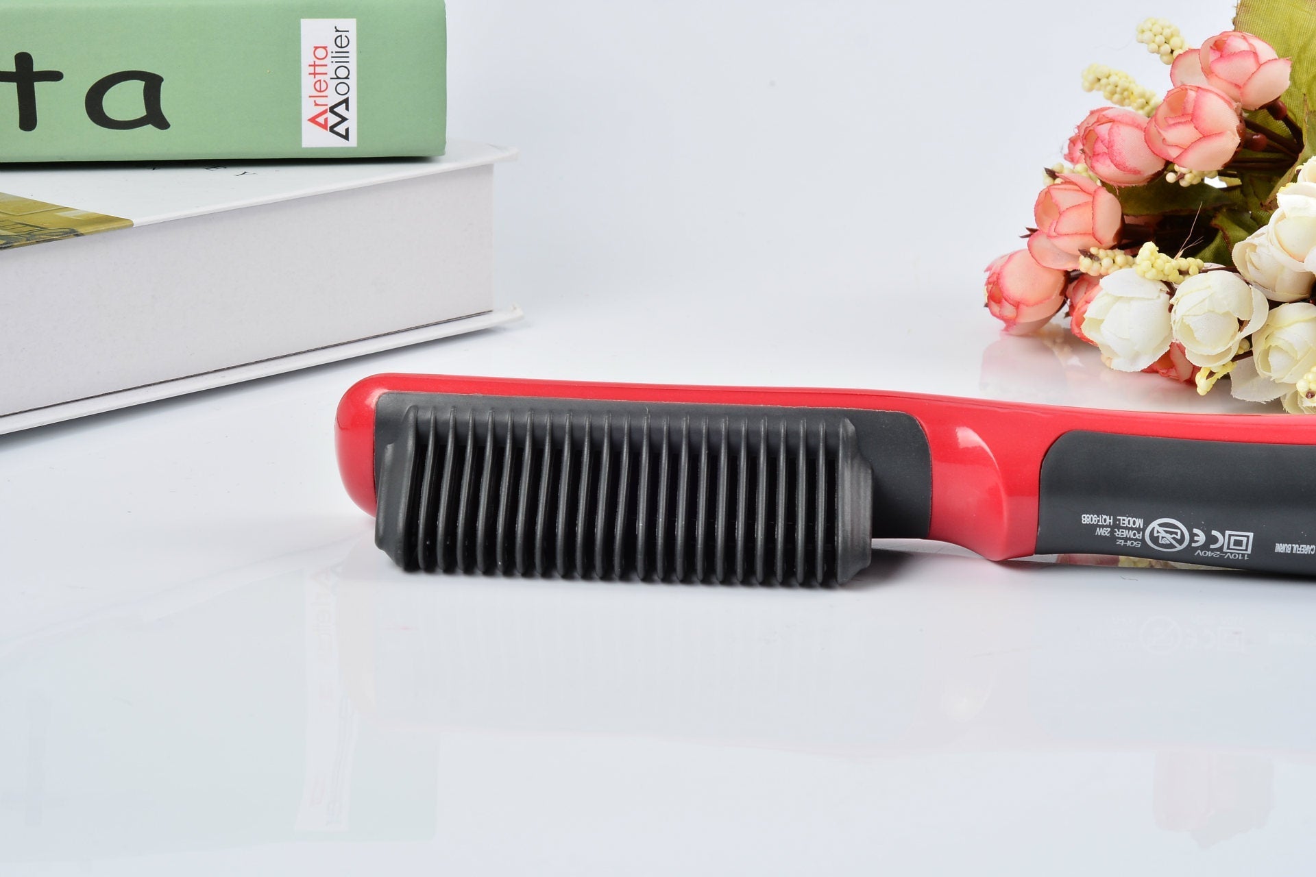 KTX-729171 Ceramic Hair Straightening Brush with Adjustable Temperature Control and Detangling Features