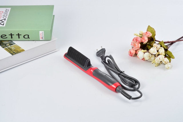 KTX-729171 Ceramic Hair Straightening Brush with Adjustable Temperature Control and Detangling Features