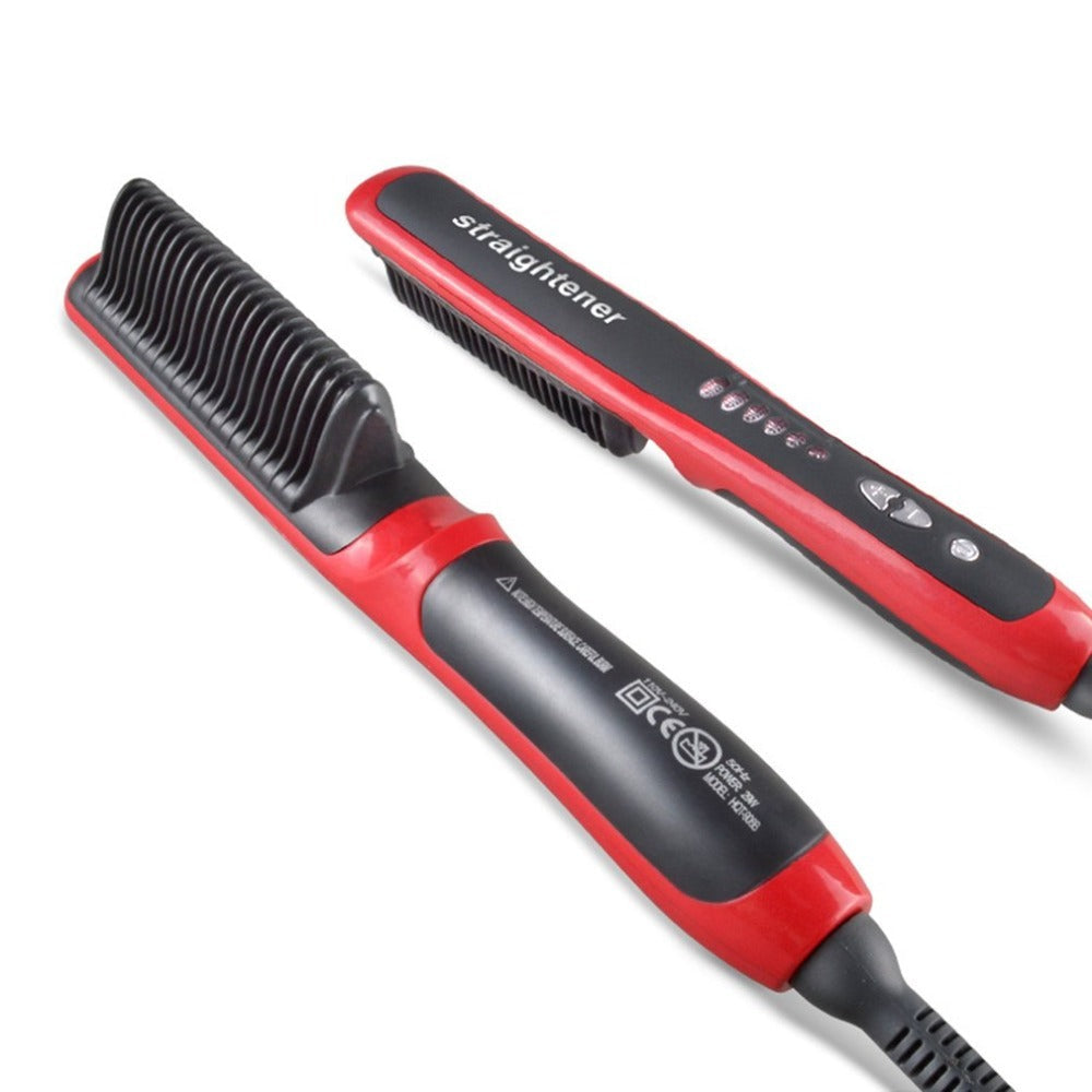 KTX-729171 Ceramic Hair Straightening Brush with Adjustable Temperature Control and Detangling Features