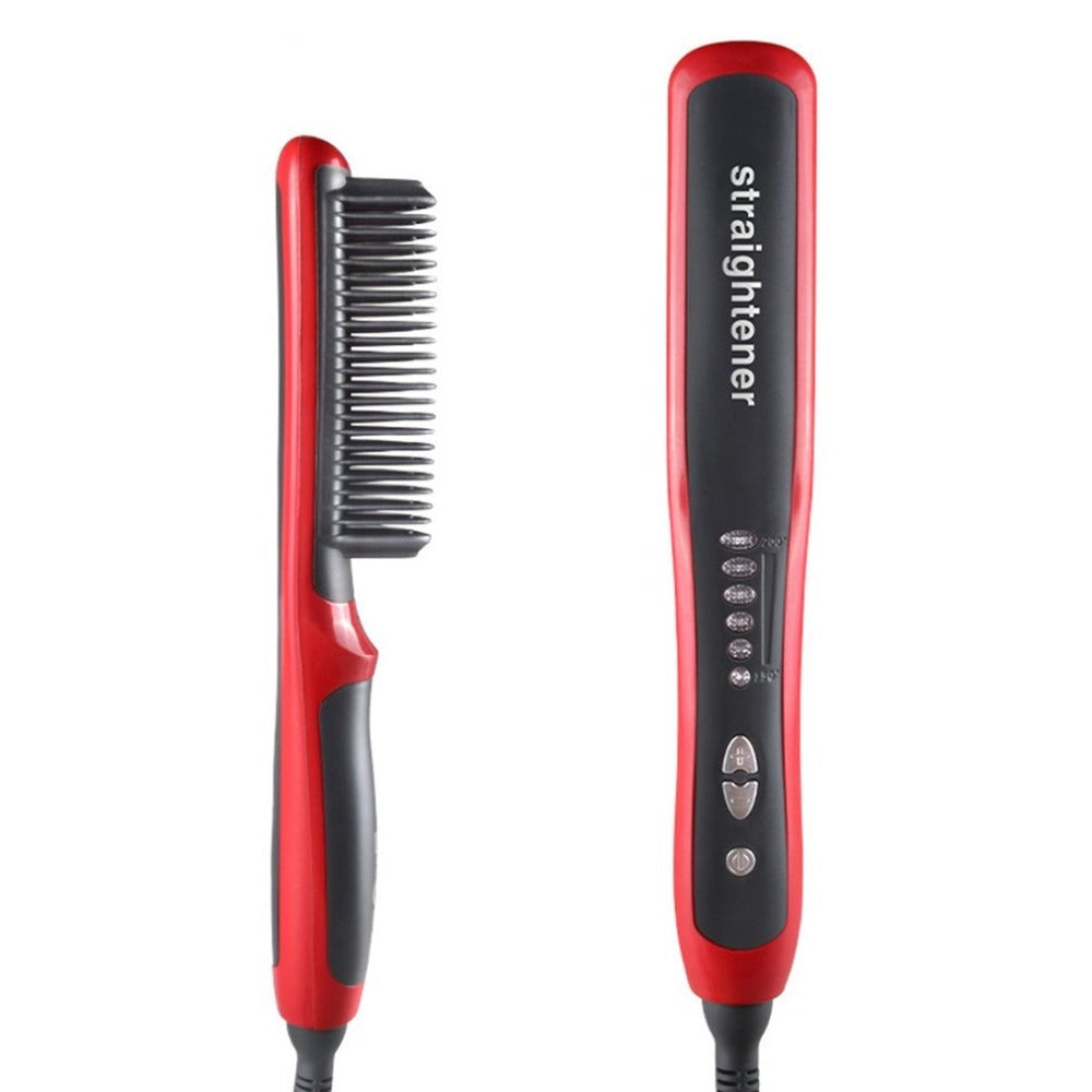 KTX-729171 Ceramic Hair Straightening Brush with Adjustable Temperature Control and Detangling Features