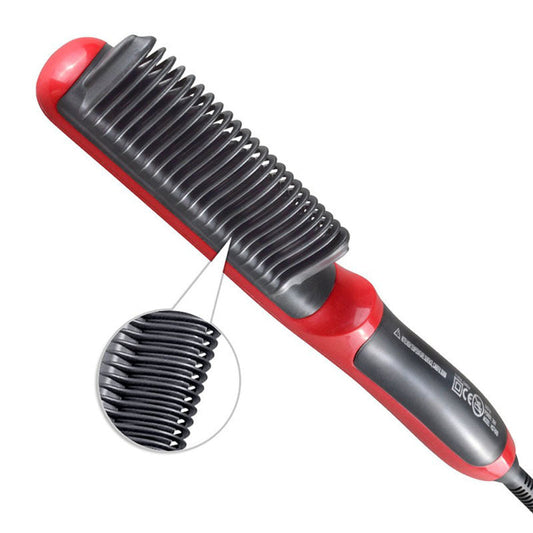 KTX-729171 Ceramic Hair Straightening Brush with Adjustable Temperature Control and Detangling Features