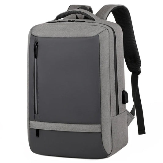 KTX-522003 Stylish Black Waterproof Laptop Backpack with Durable Zipper and USB Access for Students and Outdoor Use