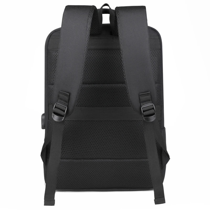 KTX-522003 Stylish Black Waterproof Laptop Backpack with Durable Zipper and USB Access for Students and Outdoor Use