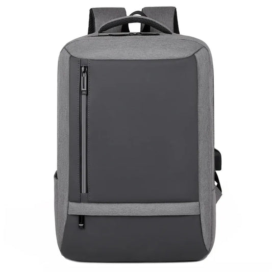 KTX-522003 Stylish Black Waterproof Laptop Backpack with Durable Zipper and USB Access for Students and Outdoor Use