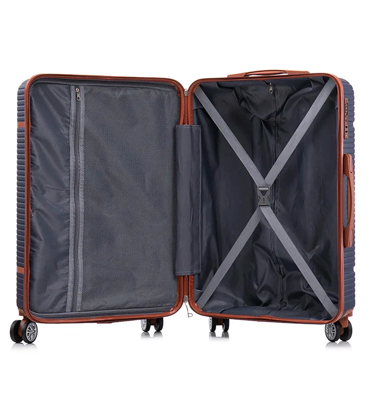 KTX-243219 Vintage Style ABS Trolley Luggage Set with Customisable Tag - 3 Pieces