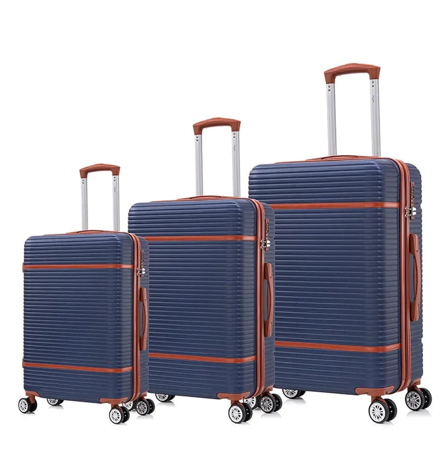 KTX-243219 Vintage Style ABS Trolley Luggage Set with Customisable Tag - 3 Pieces