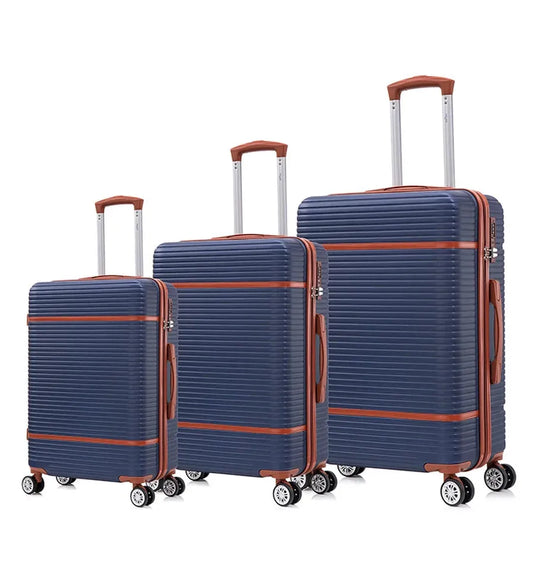 KTX-243219 Vintage Style ABS Trolley Luggage Set with Customisable Tag - 3 Pieces