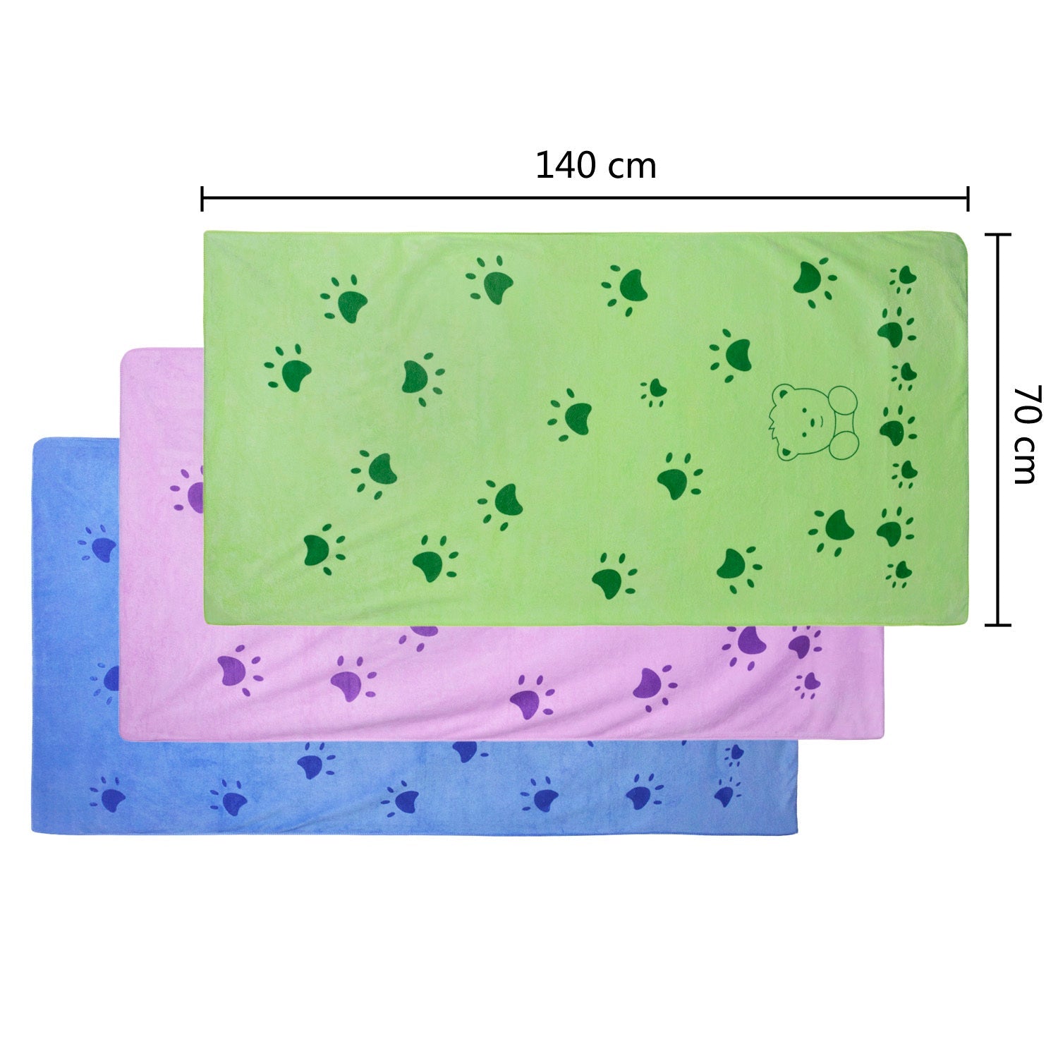 JMT-970250 Soft Absorbent Cartoon Print Bath Towel - Bear Design, 70x140cm