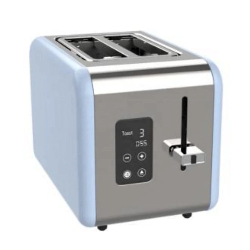 KTX-684371 Blue Portable Electric Bread Toaster for 2 Slices with Touch Screen Control and Removable Crumb Tray