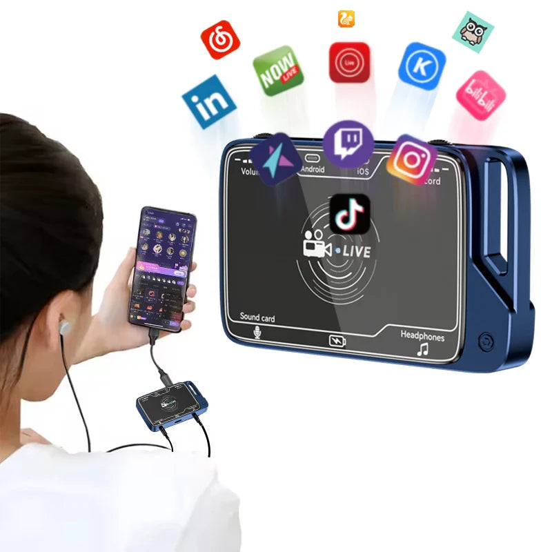 KTX-260691 2-in-1 Stereo Live Sound Card Converter for Mobile Devices with Charging and Microphone Streaming Adapter