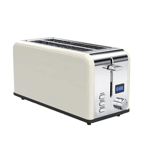 KTX-240275 4-Slice Retro Stainless Steel Toaster with LED Display for Perfectly Toasted Sandwiches