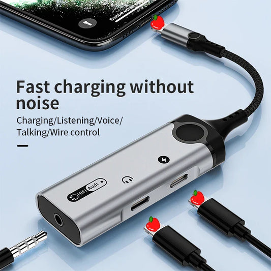 KTX-342035 8-Pin to 3.5mm Earphone Jack Adapter with Charging and Microphone for iPhone