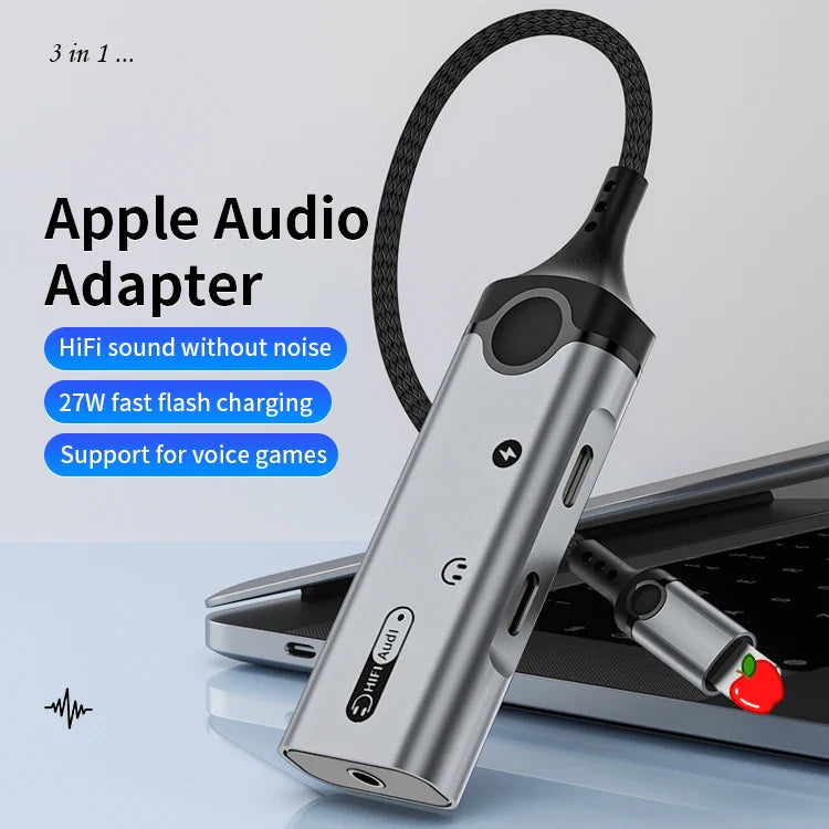 KTX-342035 8-Pin to 3.5mm Earphone Jack Adapter with Charging and Microphone for iPhone