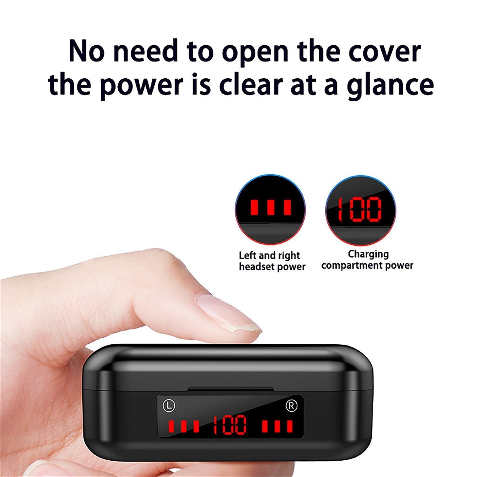 KTX-956307 Bluetooth Touch Headset with Battery Display, TWS Binaural Stereo Earbuds, 10m Range, Voice Control