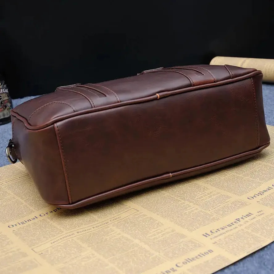 KTX-892499 Retro Crossbody Messenger Bag for Men – Waxed Canvas and Leather, Waterproof Design, Ideal for Business and Travel