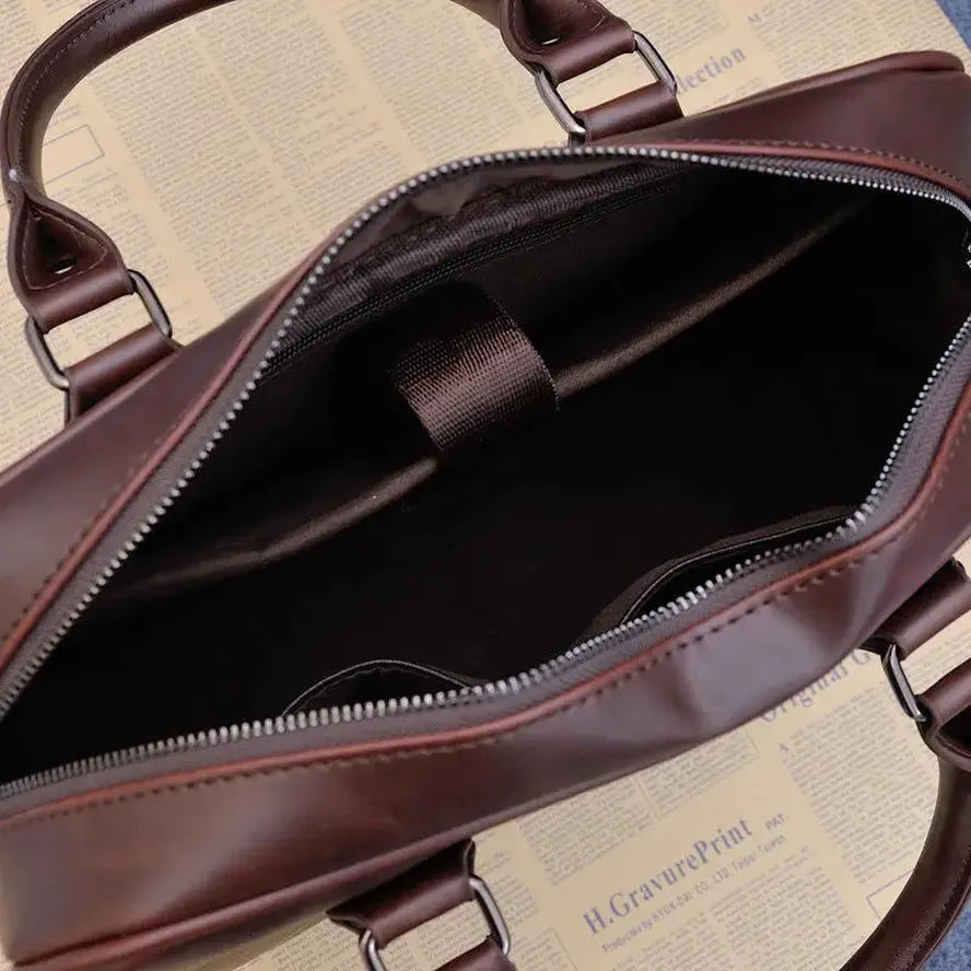 KTX-892499 Retro Crossbody Messenger Bag for Men – Waxed Canvas and Leather, Waterproof Design, Ideal for Business and Travel