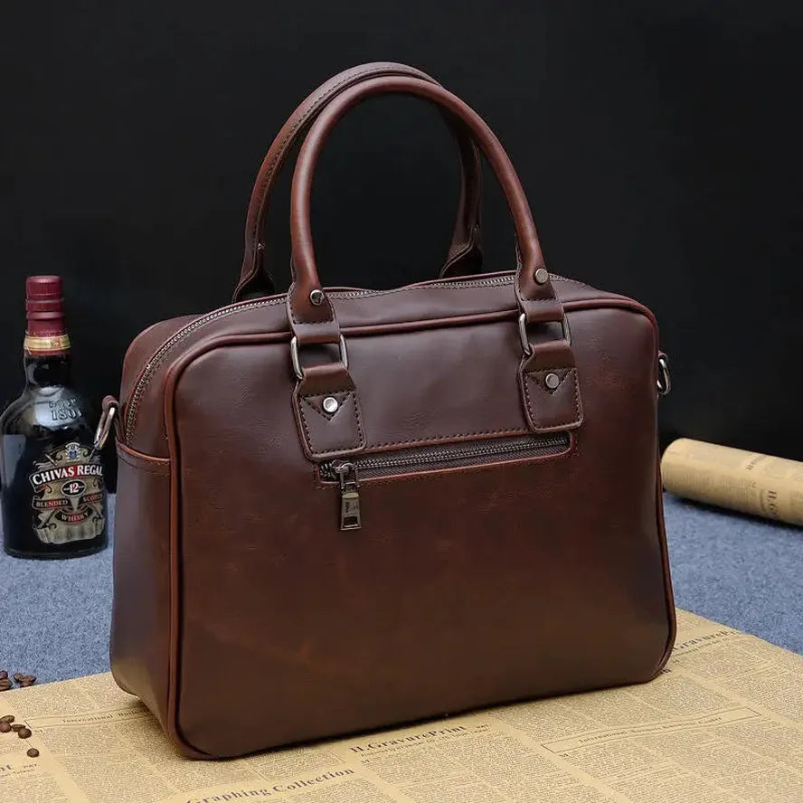 KTX-892499 Retro Crossbody Messenger Bag for Men – Waxed Canvas and Leather, Waterproof Design, Ideal for Business and Travel