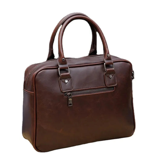 KTX-892499 Retro Crossbody Messenger Bag for Men – Waxed Canvas and Leather, Waterproof Design, Ideal for Business and Travel