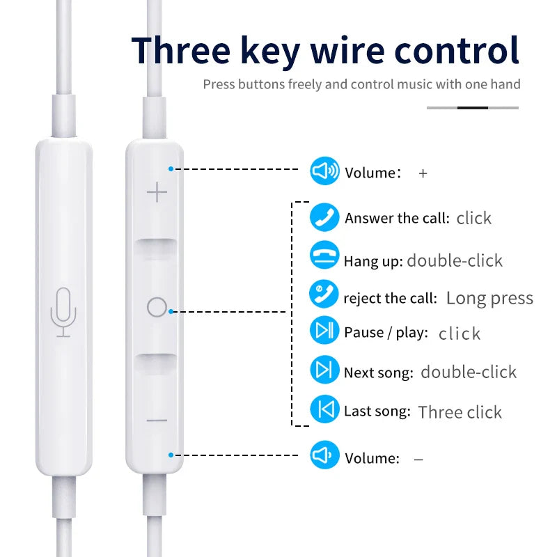 KTX-885587 Wired In-Ear Earphones with Microphone and Volume Control for iPhone 15 - Super Bass Sound