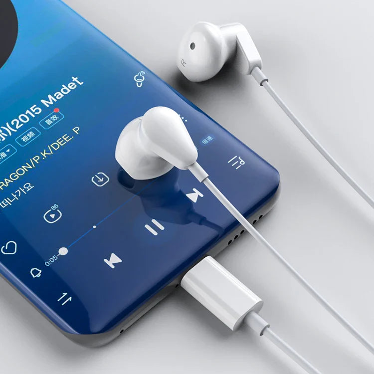KTX-885587 Wired In-Ear Earphones with Microphone and Volume Control for iPhone 15 - Super Bass Sound