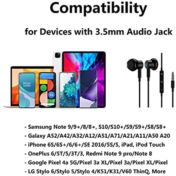 KTX-042771 In-ear Wired Headphones with 3.5mm Mic and Control for Gaming and Music