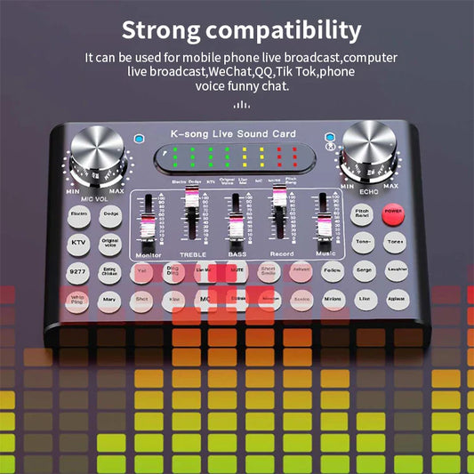 KTX-752211 External USB Sound Card Mixer for Live Karaoke and Audio Streaming