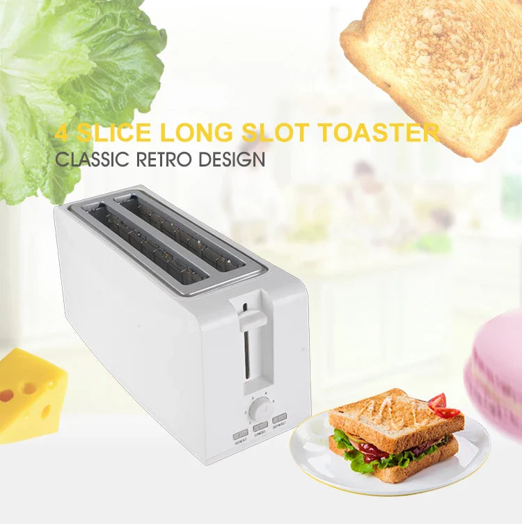 KTX-797331 1300W Long Slot 4-Slice Toaster for Household Use