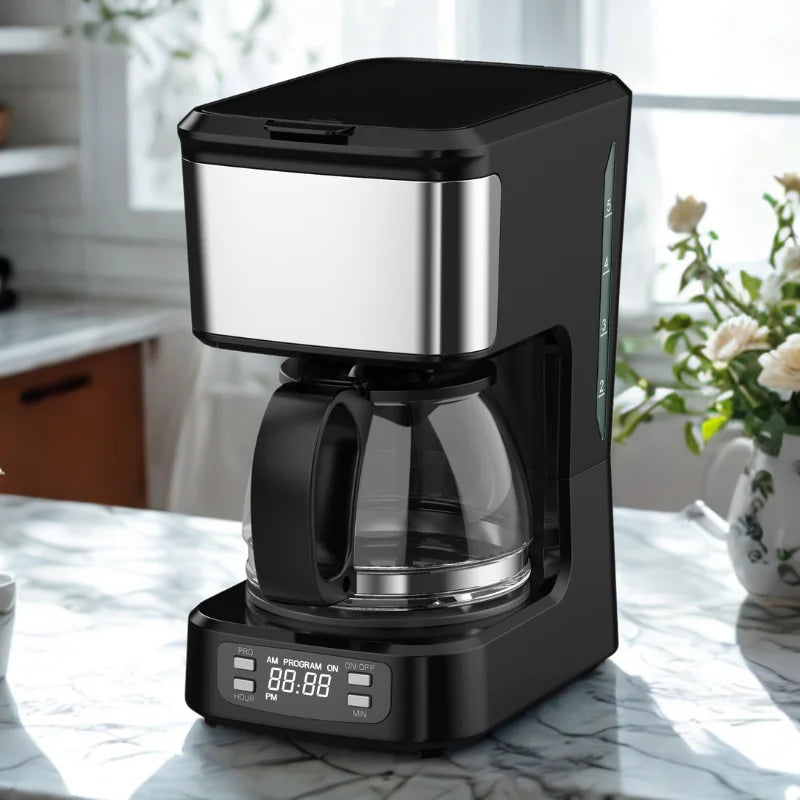 KTX-443475 6-Cup Coffee Machine with Clear Water Lever and Non-Stick Warm Plate