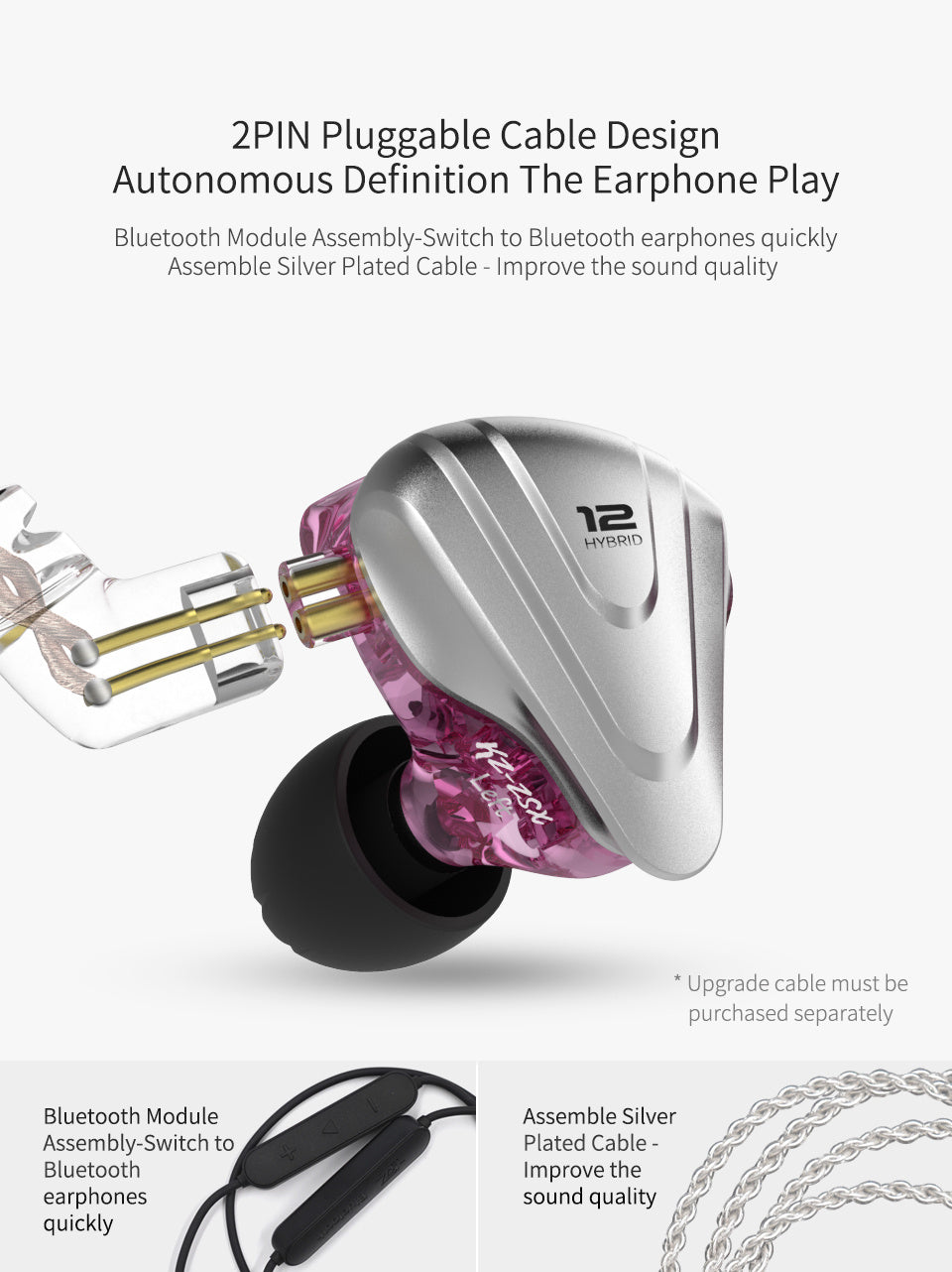 KTX-261971 KZ ZSX Terminator 12-Unit Hybrid Earphones with 3.5mm L-Bend Connector