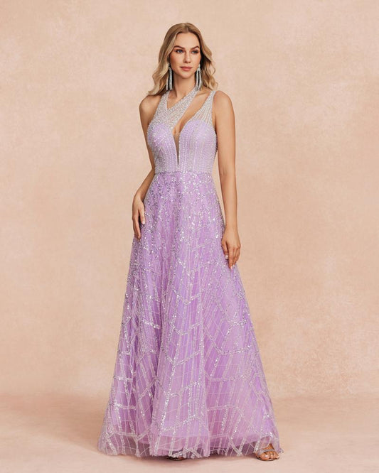 KTX-822995 Elegant Purple Ladies' Dress EZ25007 for Special Occasions