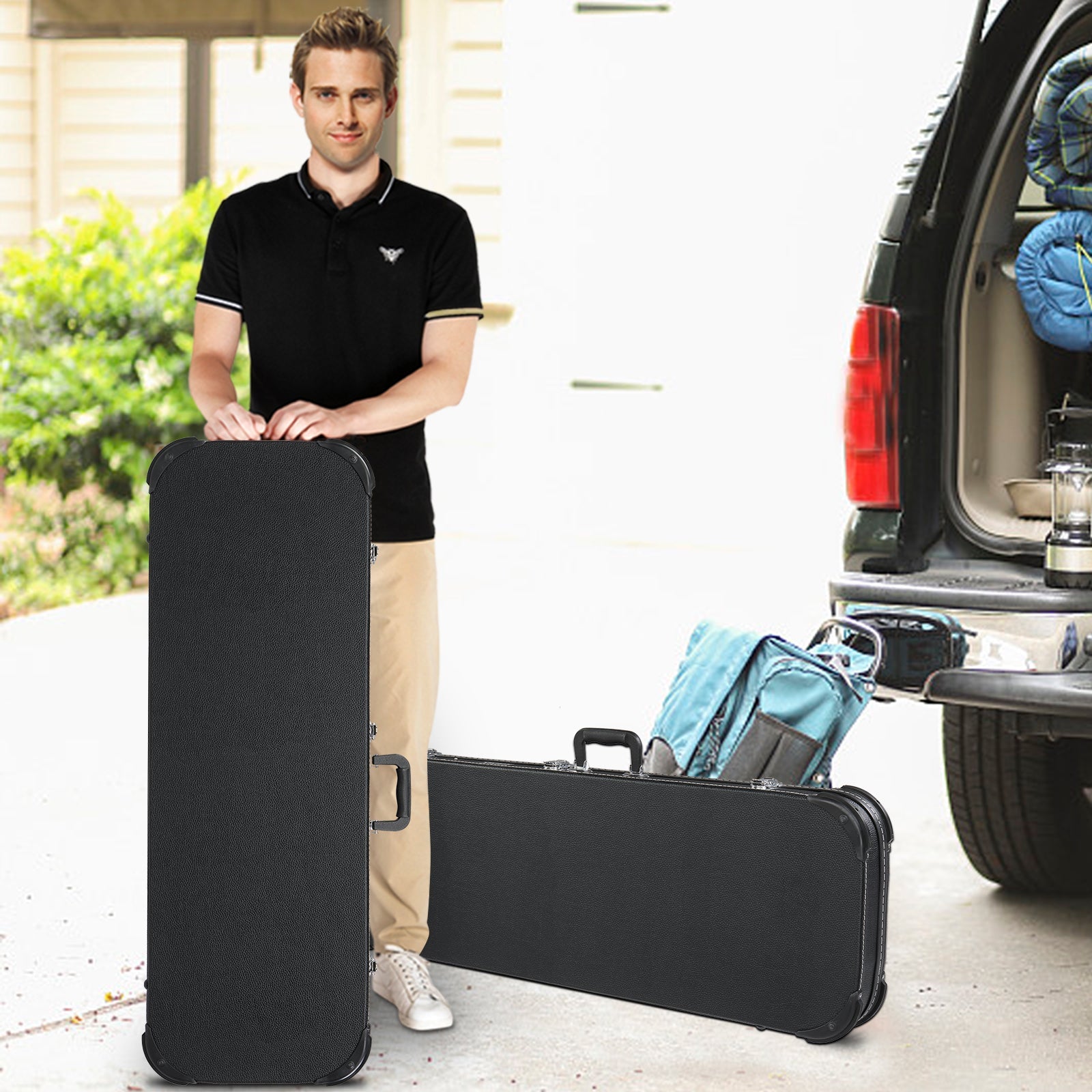 KTX-811347 Electric Guitar Leather Case for PVC Square Angle Design