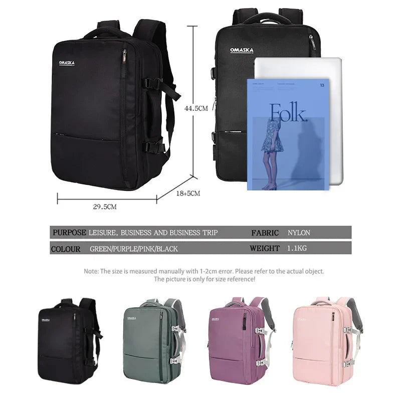 KTX-379731 Custom Logo Waterproof Nylon Laptop Backpack for 17-Inch Devices with USB Port - Unisex Fashion Design