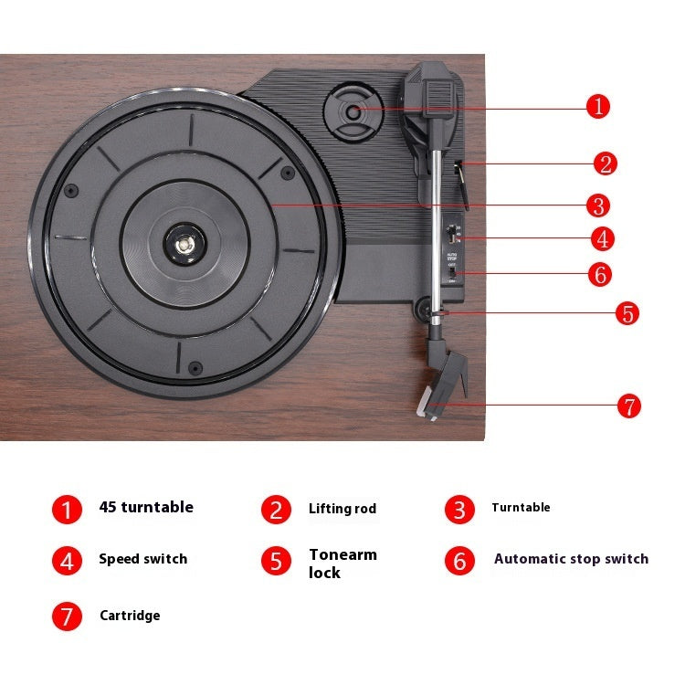 KTX-915987 Stylish Record Player Phonograph with External Amplifier Compatibility