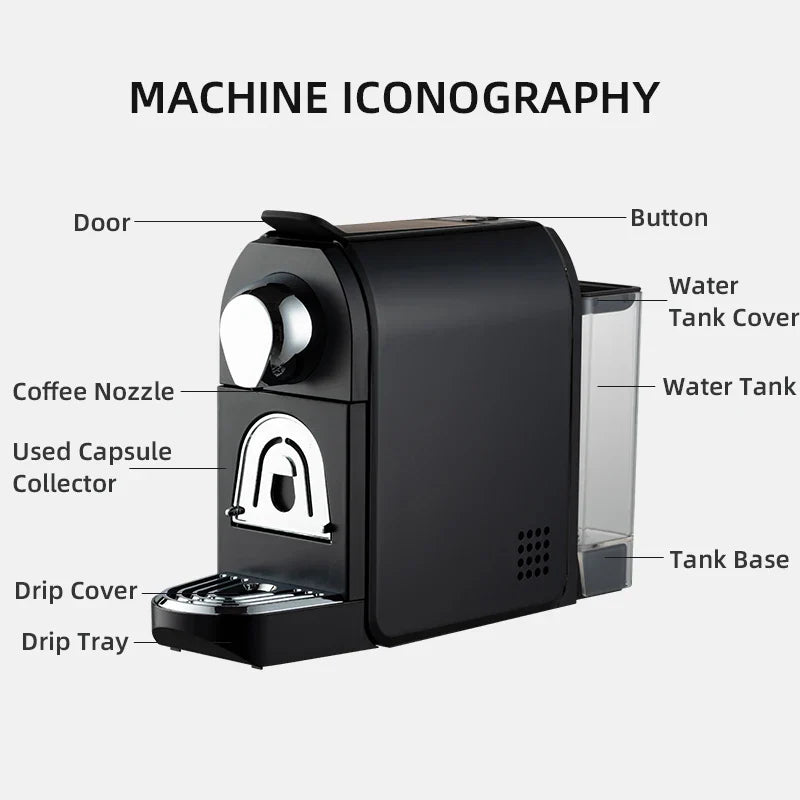 KTX-030995 Automatic Single Serve Capsule Coffee Maker with 19 Bar Pressure for Home and Commercial Use